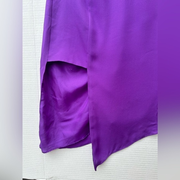 Mason by Michelle Mason  Purple Silk Asymmetrical Midi Dress halter size 8 - Picture 2 of 13